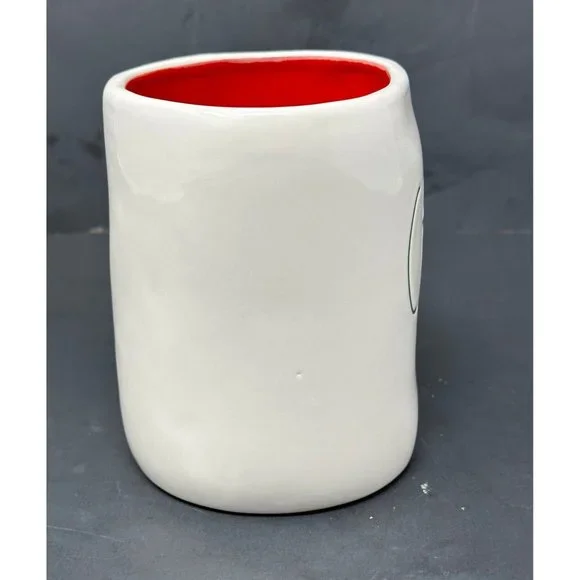 RAE DUNN CHEER White Coffee Mug Green LL Long Letter Red Interior Christmas - Picture 4 of 8